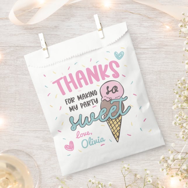 Ice Cream Sweet Celebration Birthday Thank You Favor Bag (Clipped)