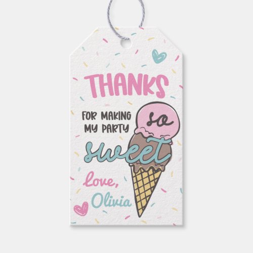 Ice Cream Sweet Celebration Birthday Thank You Gift Tags