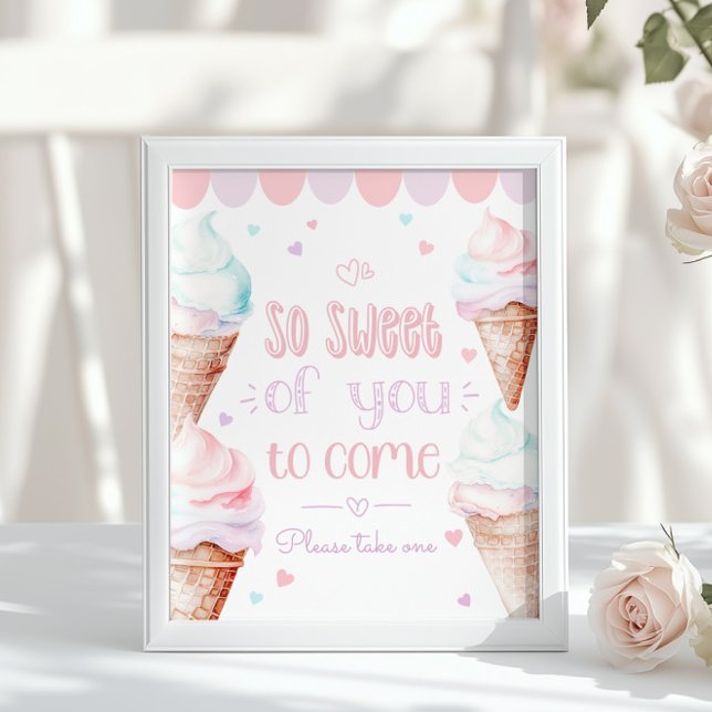Ice cream Sweet of you to come birthday pastel Poster (Creator Uploaded)