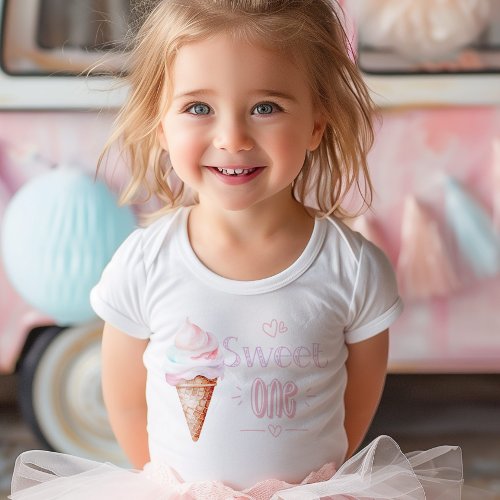 Ice cream Sweet One 1st Birthday party Baby T_Shirt