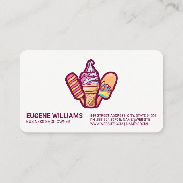 Ice Cream Sweet Popsicle Treats | Desserts  Business Card (Back)