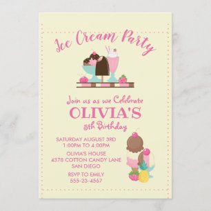Ice Cream Sweet Treat Birthday Party Invitation
