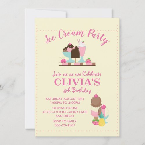 Ice Cream Sweet Treat Birthday Party Invitation