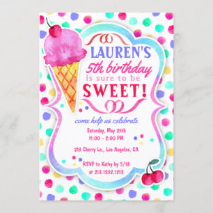 Ice Cream Sweet Treats Birthday Party Invitation