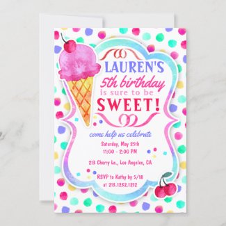 Ice Cream Sweet Treats Birthday Party Invitation