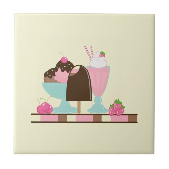 Ice Cream Sweet Treats Ceramic Tile (Front)