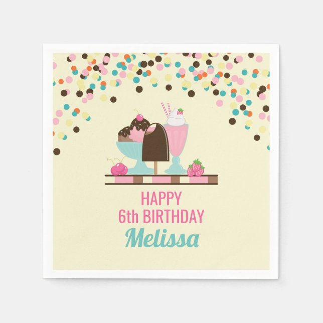 Ice Cream Sweet Treats Happy Birthday Napkins (Front)