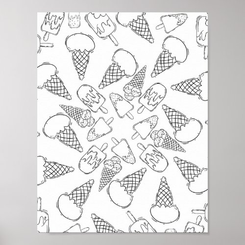 Ice Cream Swirl _ Coloring Page Poster