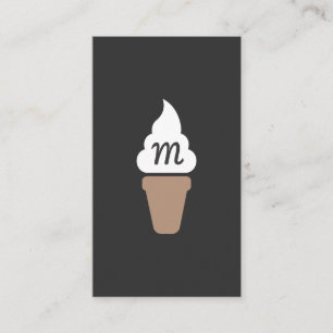Ice Cream Swirl Icon gray with Monogram Business Card