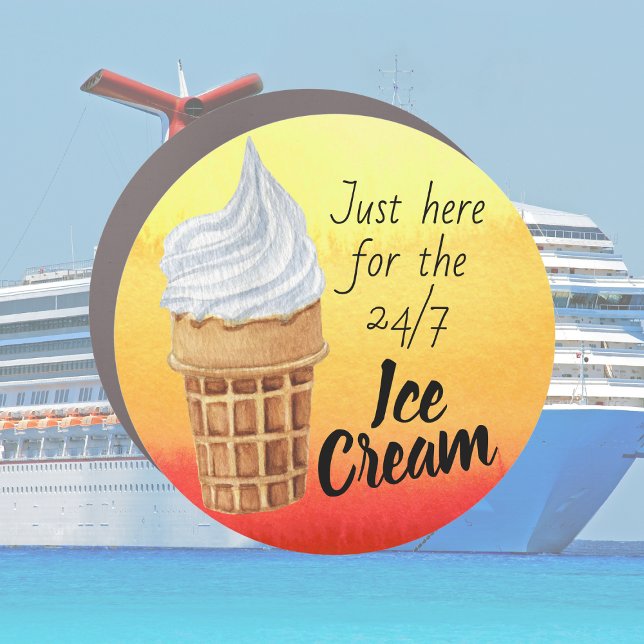 Ice Cream Swirls Cruise Lover Cabin Door Marker Car Magnet (Just here for the ice cream | cruise door magnet)