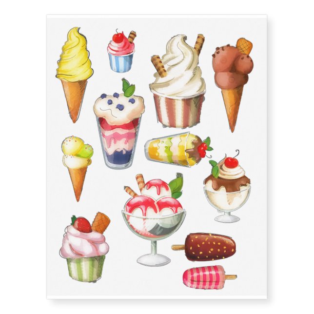 Ice Cream Temporary Tattoos (Front)