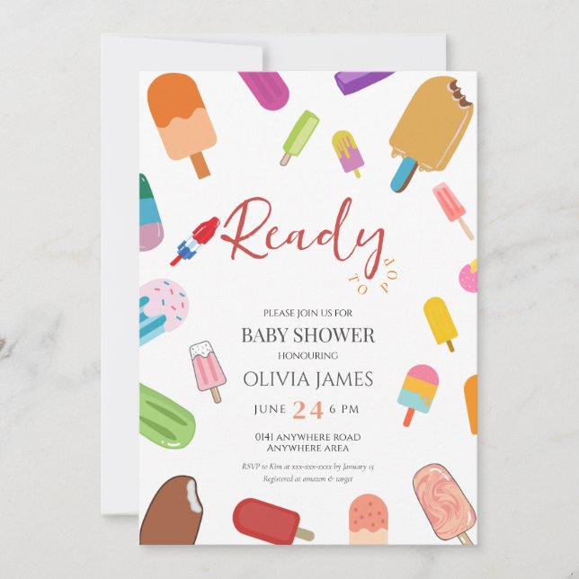 Ice cream theme baby shower  invitation (Front)