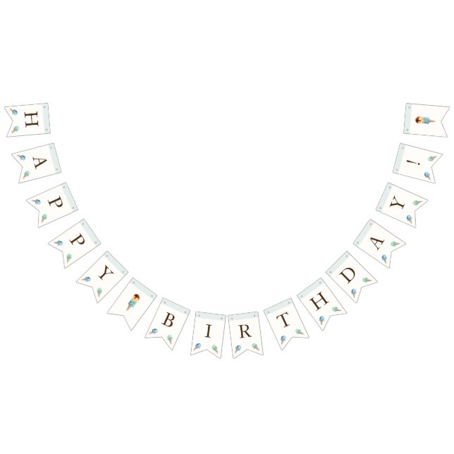 Ice Cream Theme Birthday Party Bunting Flags (All)