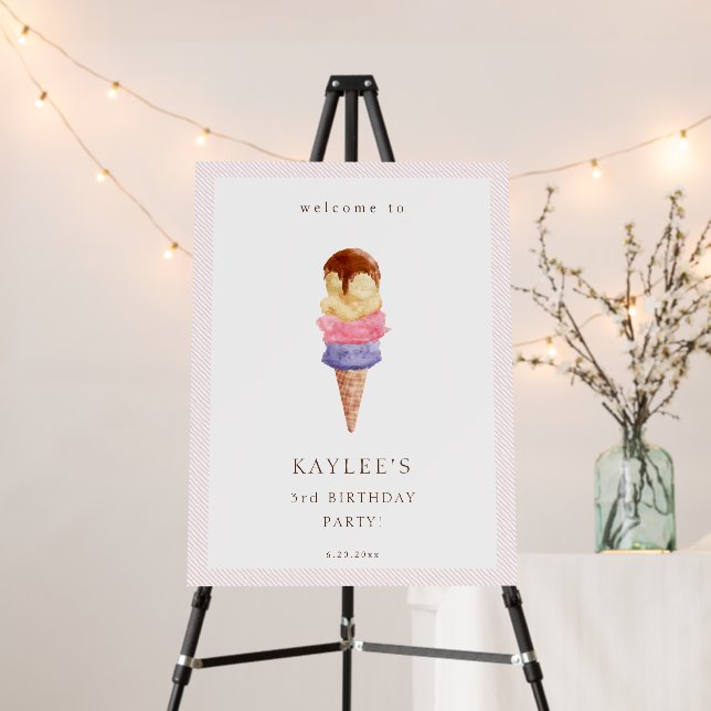 Ice Cream Theme Birthday Welcome Foam Board (In Situ (Stand))