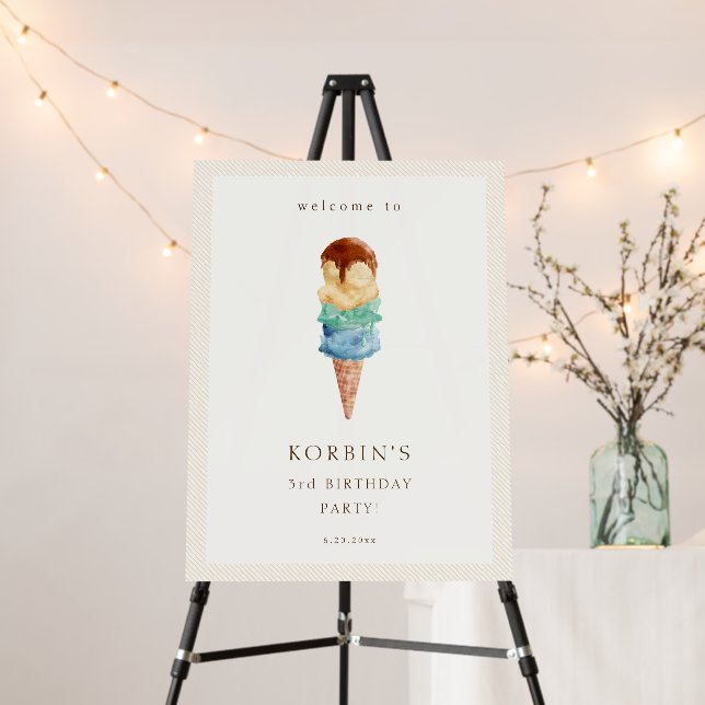 Ice Cream Theme Birthday Welcome Foam Board (In Situ (Stand))
