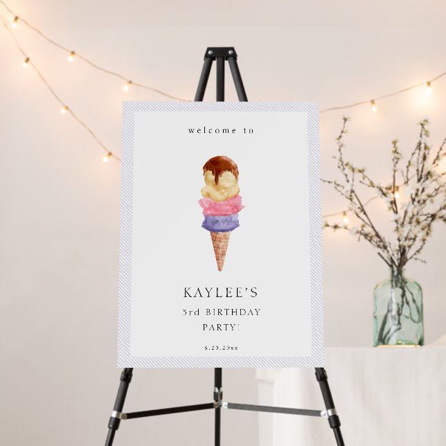 Ice Cream Theme Birthday Welcome Foam Board (In Situ (Stand))