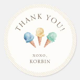 Ice Cream Theme Thank You Classic Round Sticker