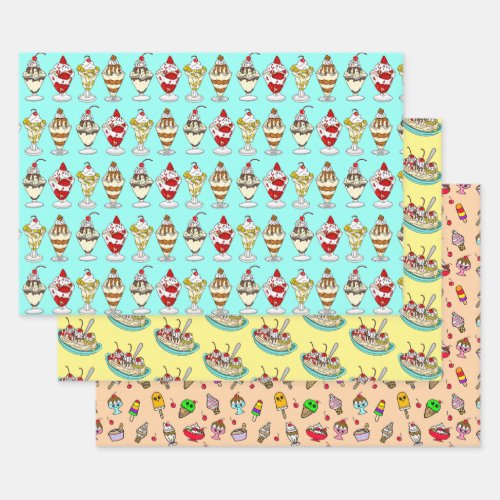 Ice Cream Themed Birthday    Wrapping Paper Sheets