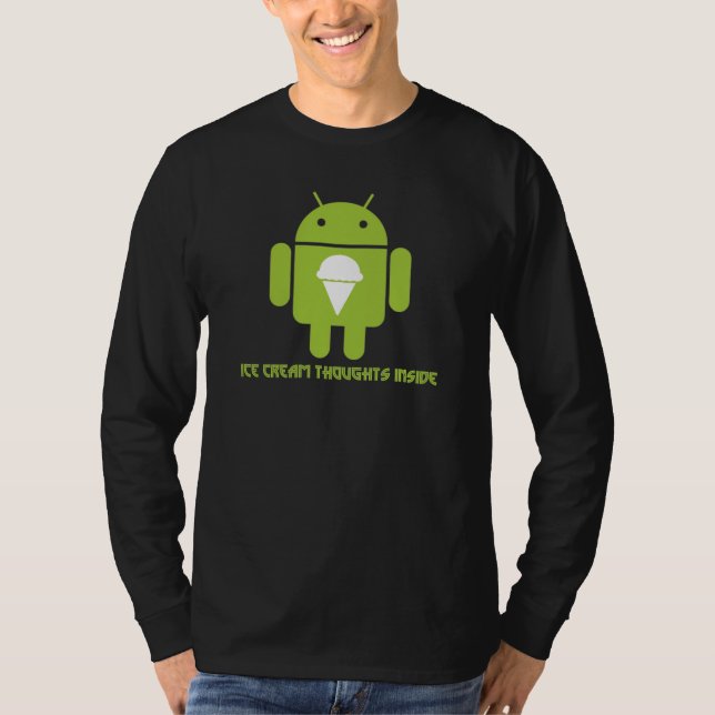 Ice Cream Thoughts Inside (Android Bug Droid) T-Shirt (Front)