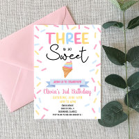Ice Cream Three Is Sweet 3rd Third Birthday Party