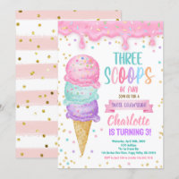 Ice Cream Three Scoops of Fun 3rd Birthday Party