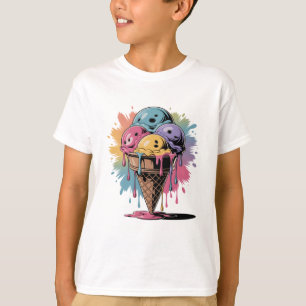 Ice Cream Toddler Boy Girl Colorful Cone Birthday T-Shirt