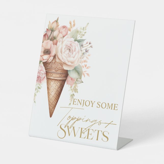 Ice Cream Toppings Sweets Sign Bridal Shower (Front)