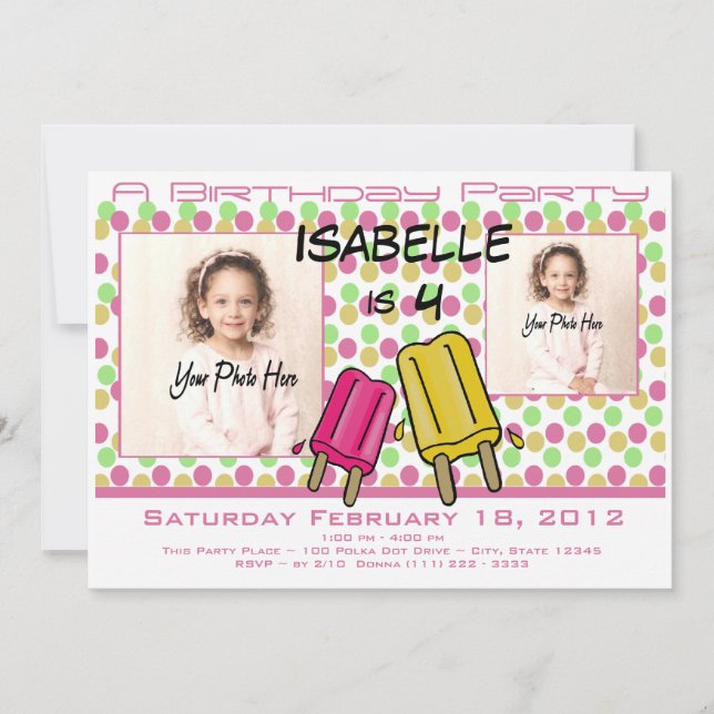 Ice Cream Treat Birthday Photo Invitation (Front)