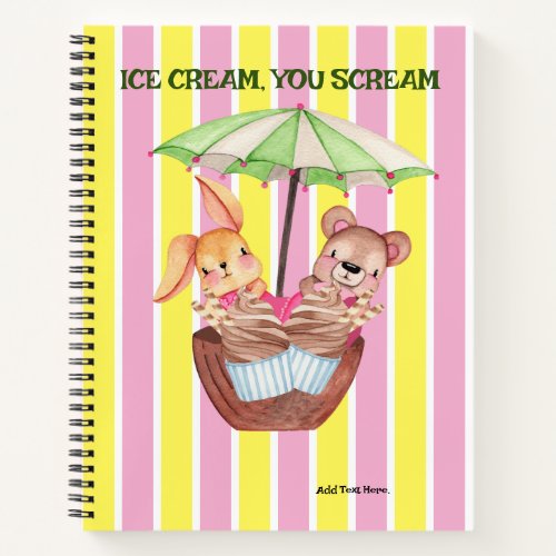 Ice Cream Treats 85 x 11 Spiral Notebook