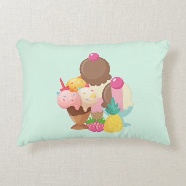 Ice Cream Trio Neopolitan Flavor Accent Pillow (Front)