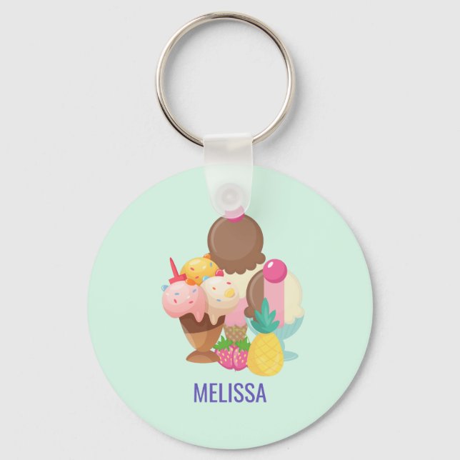 Ice Cream Trio Neopolitan Flavor Keychain (Front)