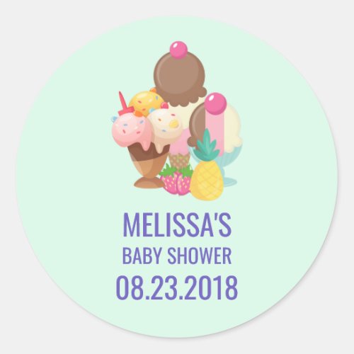 Ice Cream Trio Neopolitan Flavor Save the Date Classic Round Sticker