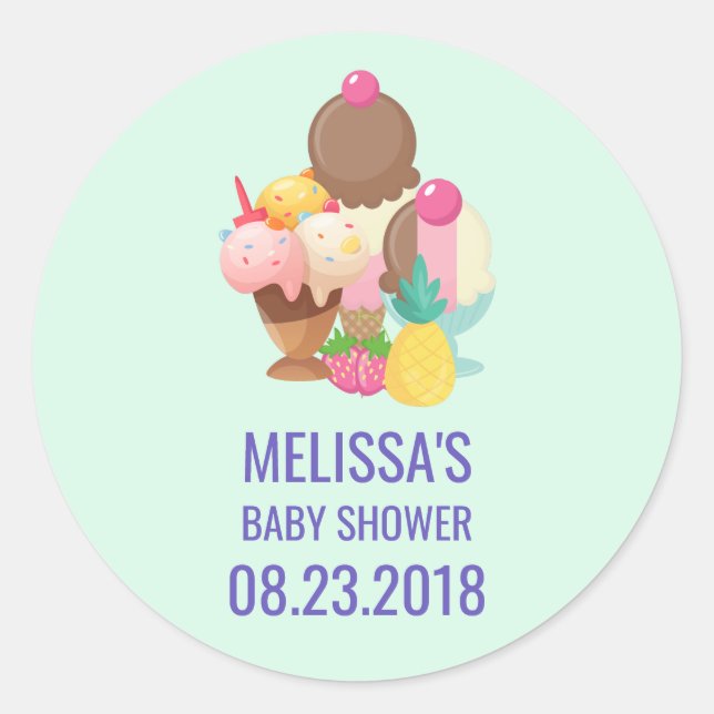 Ice Cream Trio Neopolitan Flavor Save the Date Classic Round Sticker (Front)