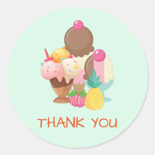 Ice Cream Trio Neopolitan Flavor Thank You Classic Round Sticker