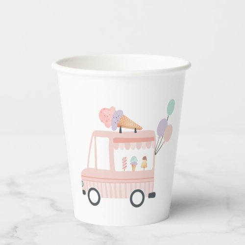 Ice Cream Truck 1st Birthday Party Pink Sweet One  Paper Cups