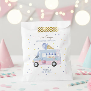 Ice cream truck 2 scoops second birthday favor bag