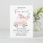 Ice Cream Truck 2nd Birthday Invite Pink Two Sweet (Standing Front)