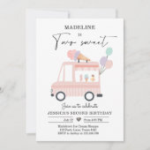 Ice Cream Truck 2nd Birthday Invite Pink Two Sweet (Front)