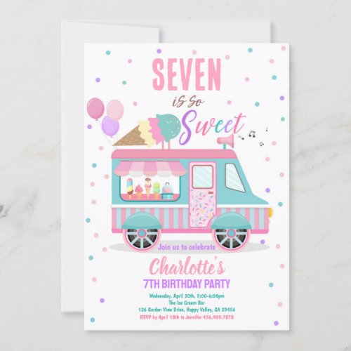 Ice Cream Truck Any Age Sweet Birthday Party Invitation