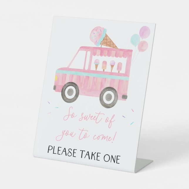 Ice Cream Truck Birthday Favor Pedestal Sign (Front)