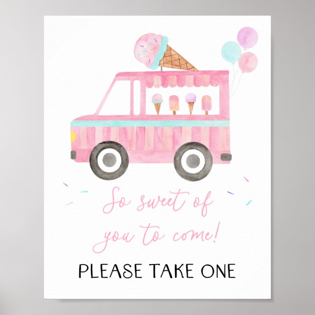 Ice Cream Truck Birthday Favor Sign (Front)