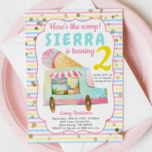 Ice Cream Truck Birthday Girl Invitation