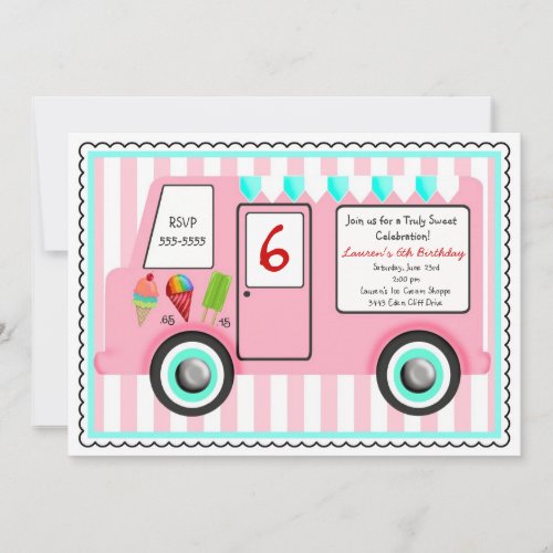 Ice Cream Truck Birthday Invitation