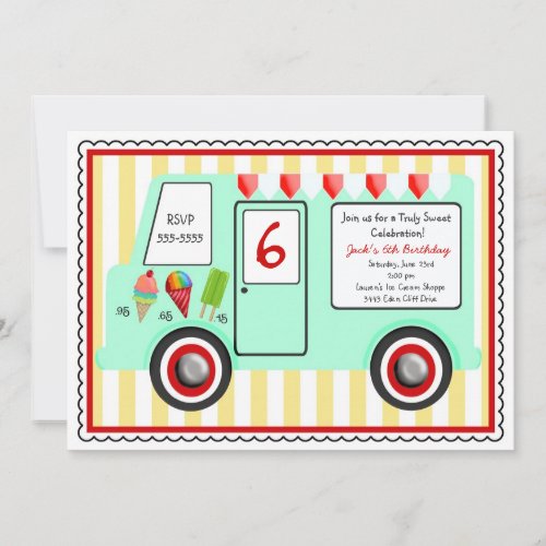 Ice Cream Truck Birthday Invitation