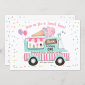 Ice Cream Truck Birthday Invitation Girl Pink (Front/Back)