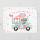 Ice Cream Truck Birthday Invitation Girl Pink