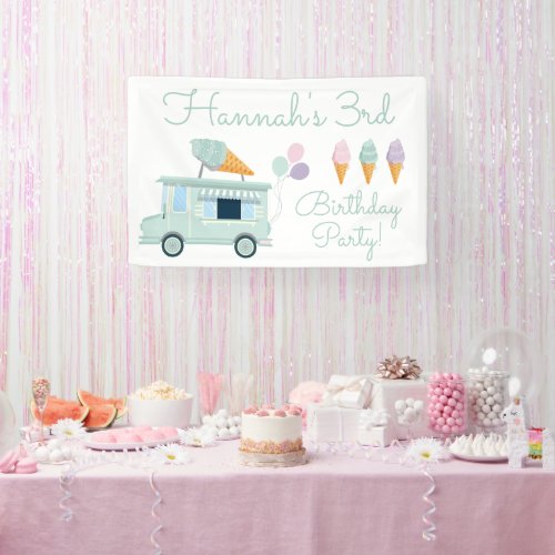 Ice Cream Truck Birthday Party Banner