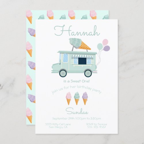 Ice Cream Truck Birthday Party Invitation