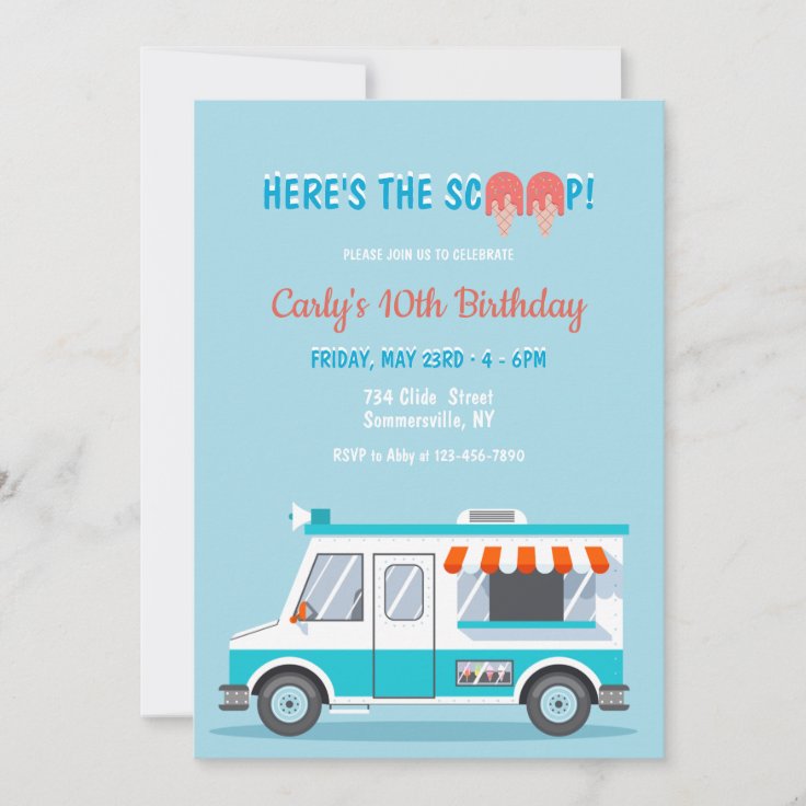 Ice Cream Truck Birthday Party Invitation Zazzle