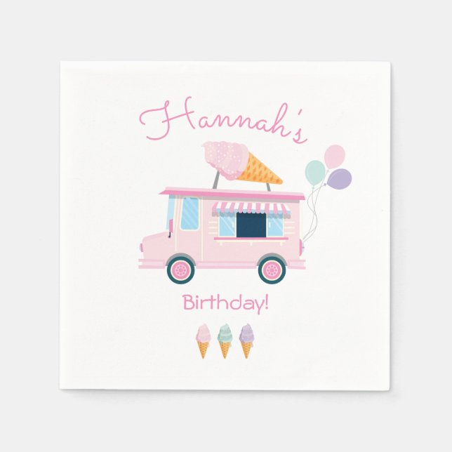 Ice Cream Truck Birthday Party Napkins (Front)